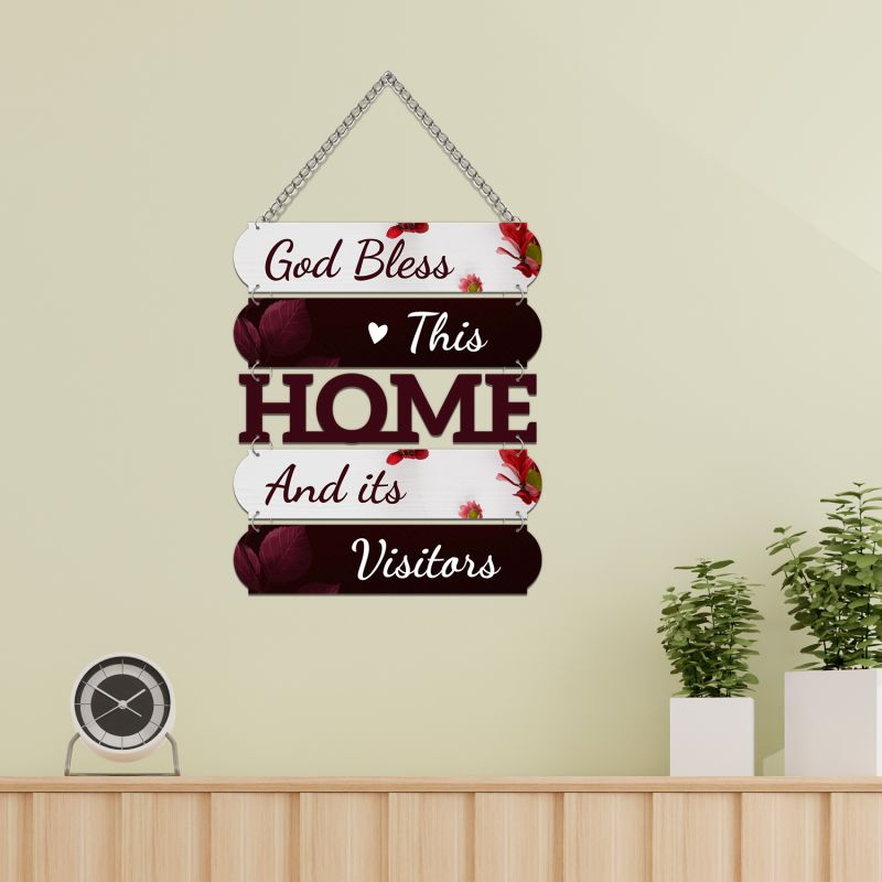 Wooden God Bless This Home And Its Visitors Wall Hanging For Home Decoration  Positive Vibes Decor  Home Decor Items For Living Room Wall Art